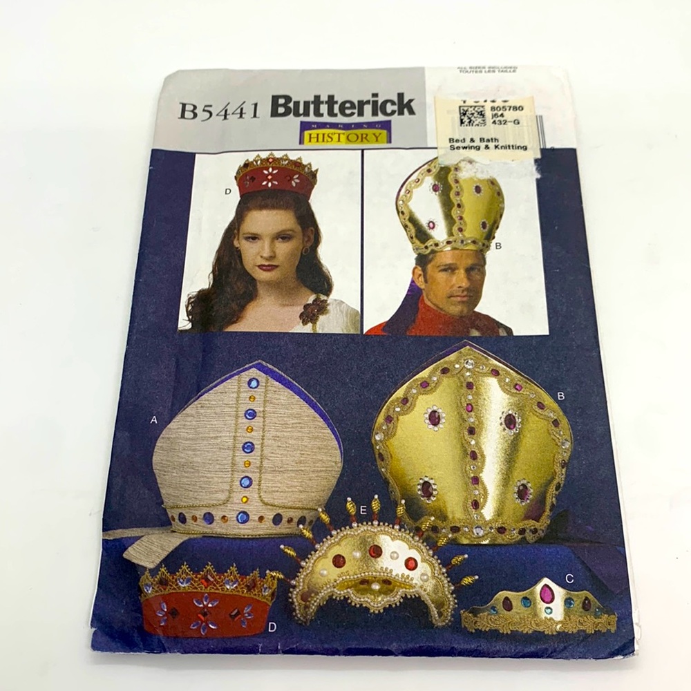 Butterick Making History UNCUT B5441 Headpiece Bishop Hat Sewing Pattern OS